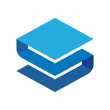 Three stacked blue rhombus shapes forming a simple geometric logo.