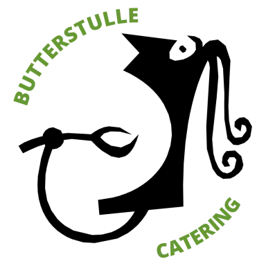 Green, round logo with the text ‘Butterstulle Catering’.