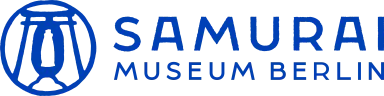 Samurai Museum Berlin blue logo with stylized helmet icon.