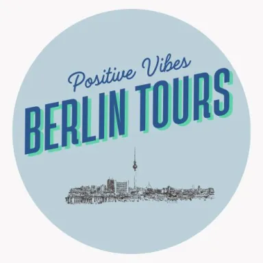 Positive Vibes Berlin Tours logo with city skyline illustration.